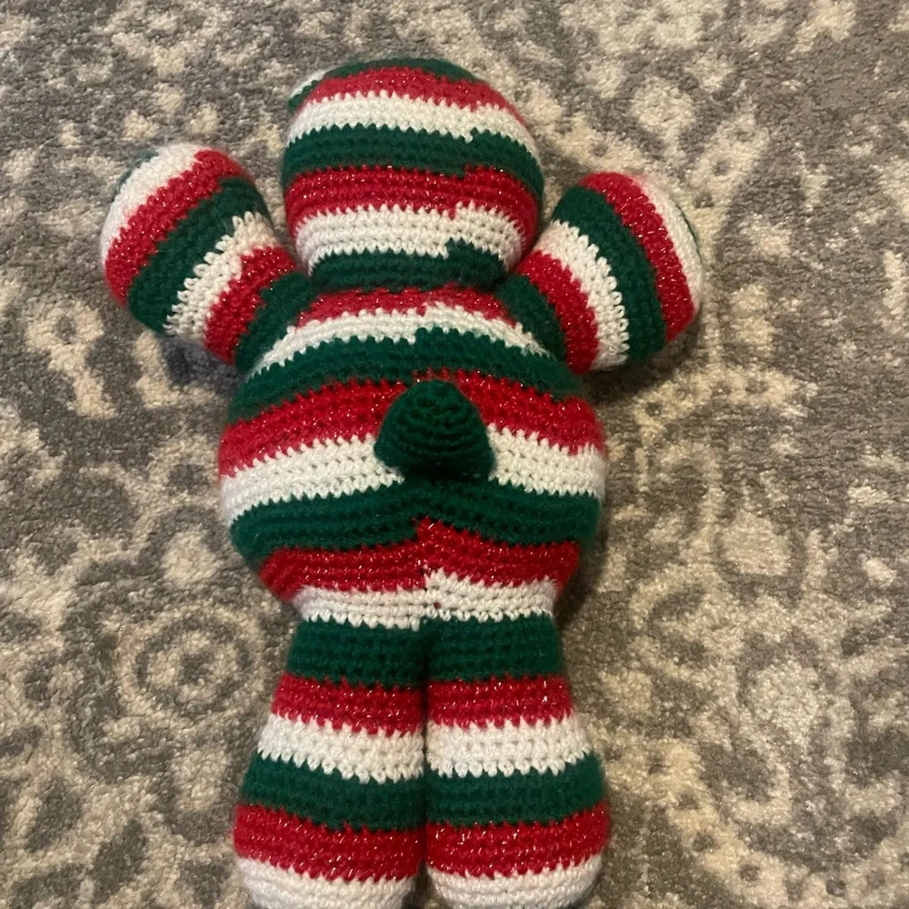 Crochet Striped Christmas Knit‎ handmade Bear Toy